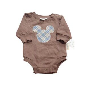 Disney Baby Unisex Brown Mickey Mouse Bodysuit Sz NB/Newborn NEW